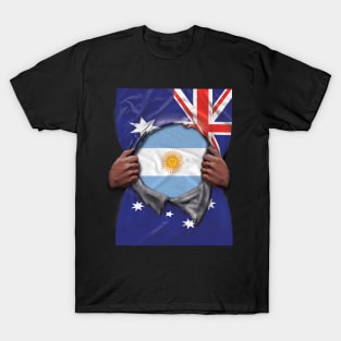 Argentina Flag Australian Flag Ripped Open - Gift for Argentinian From Argentina T-Shirt
